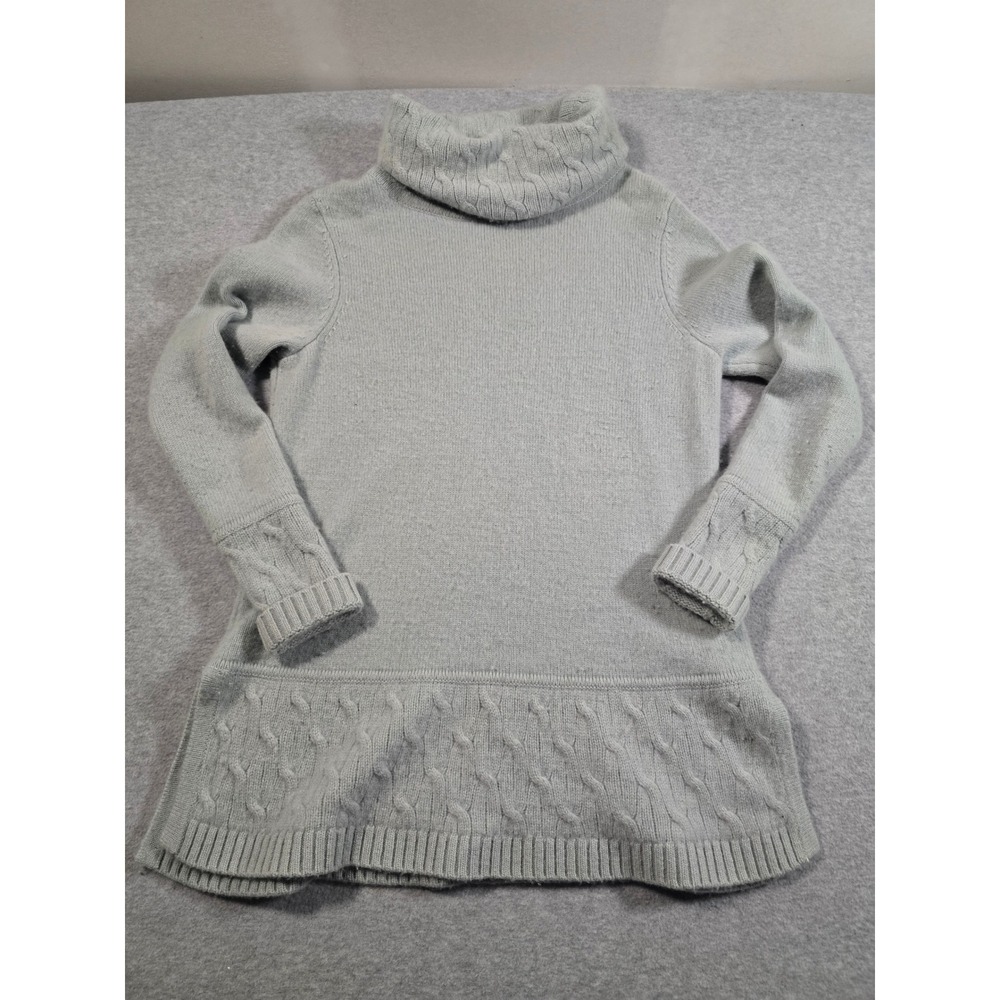 Womans Brooks Brothers Pure Cashmere Cowl Neck Cable Knit Sweater Gray Small